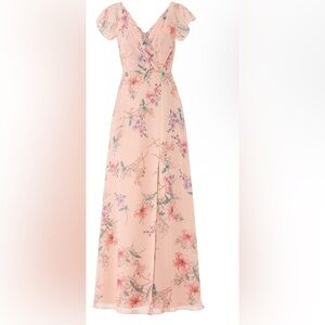 Monique Lhuillier Bridesmaid Pink Floral Gwen Gown Wedding Guest